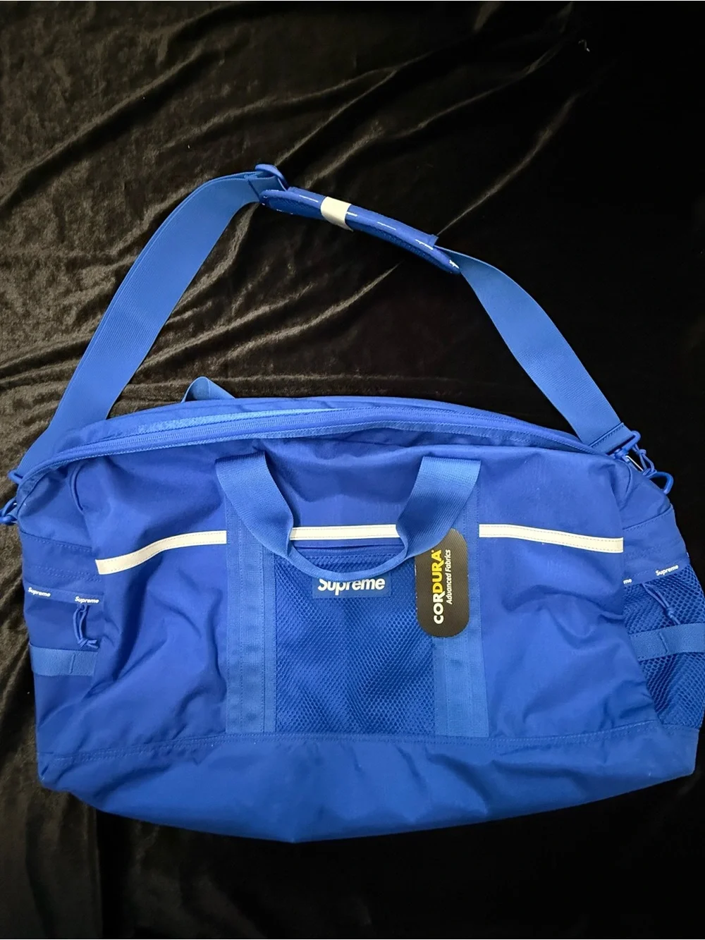 Supreme Royal Blue Cordura Duffel Bag with White Accents